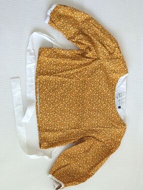 Rightful Owner Yellow Floral Puff Sleeve Top with White Tie At Back